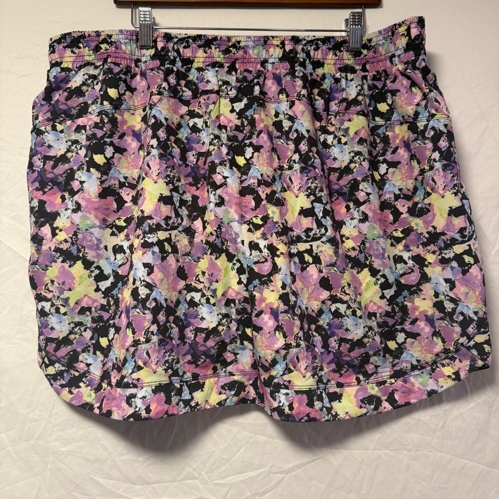 RBX Live Life Active Women Stretch Woven Skort Purple Floral Large 17 Inch NEW - Picture 2 of 5